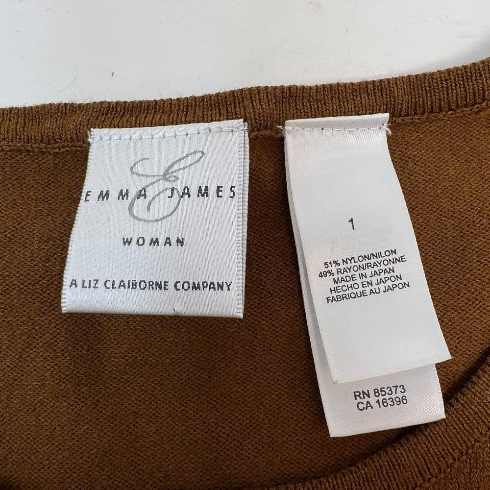 Emma James Women's Brown 3/4 Sleeve Cardigan/Sweater Size 1 With Embroidery - Picture 5 of 8